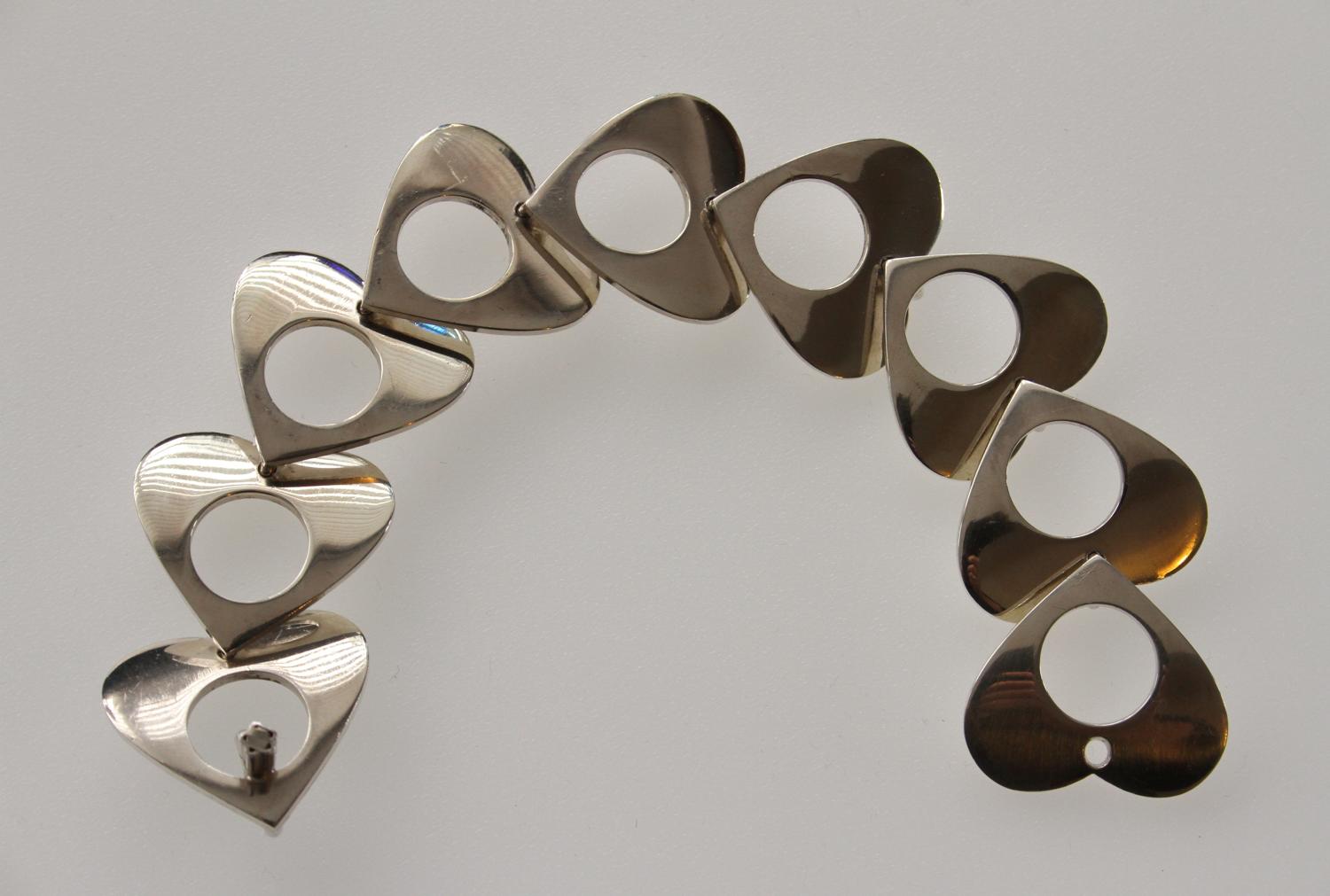 Bent Knudsen Silver Hearts Bracelet, Denmark 1970