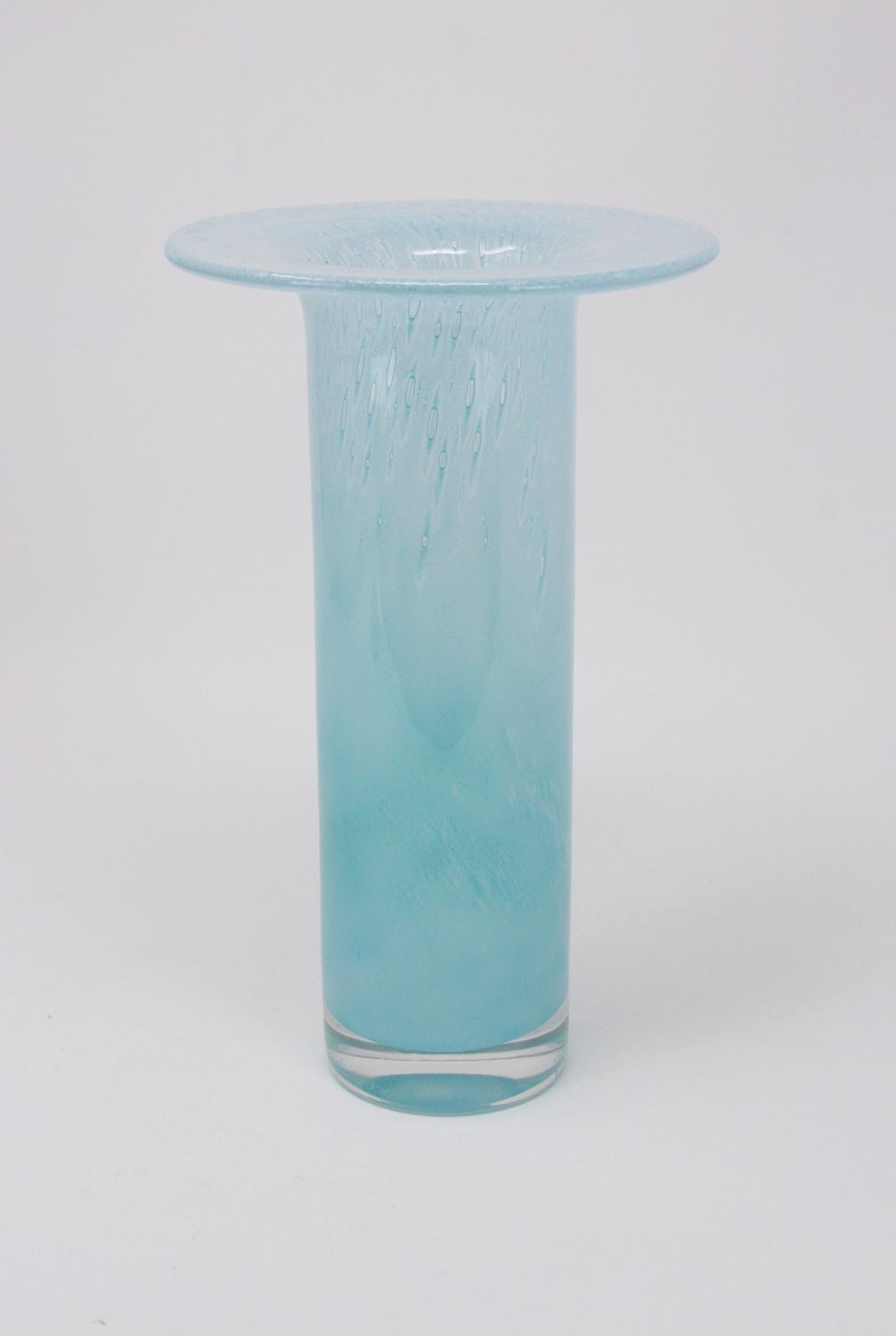 John Orwar Lake Ekenas turquoise glass vase Sweden 1950s