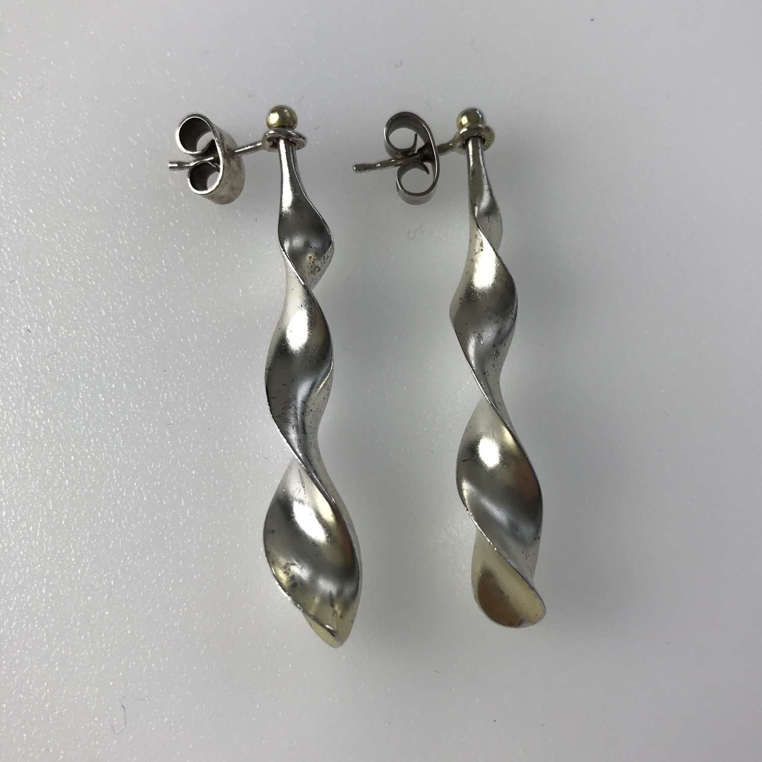 Zoltán Popovits silver kinetic earrings for Lapponia, Finland, c1970s