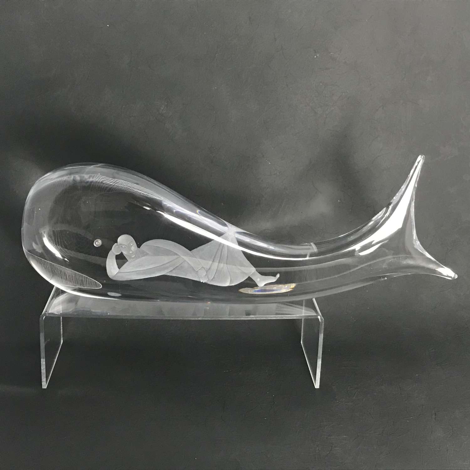 Vicke Lindstrand Jonah and the Whale Sculpture Kosta Sweden 1960s