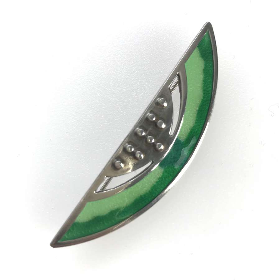 Green enamel and silver brooch by Embla, Norway 1960s-70s