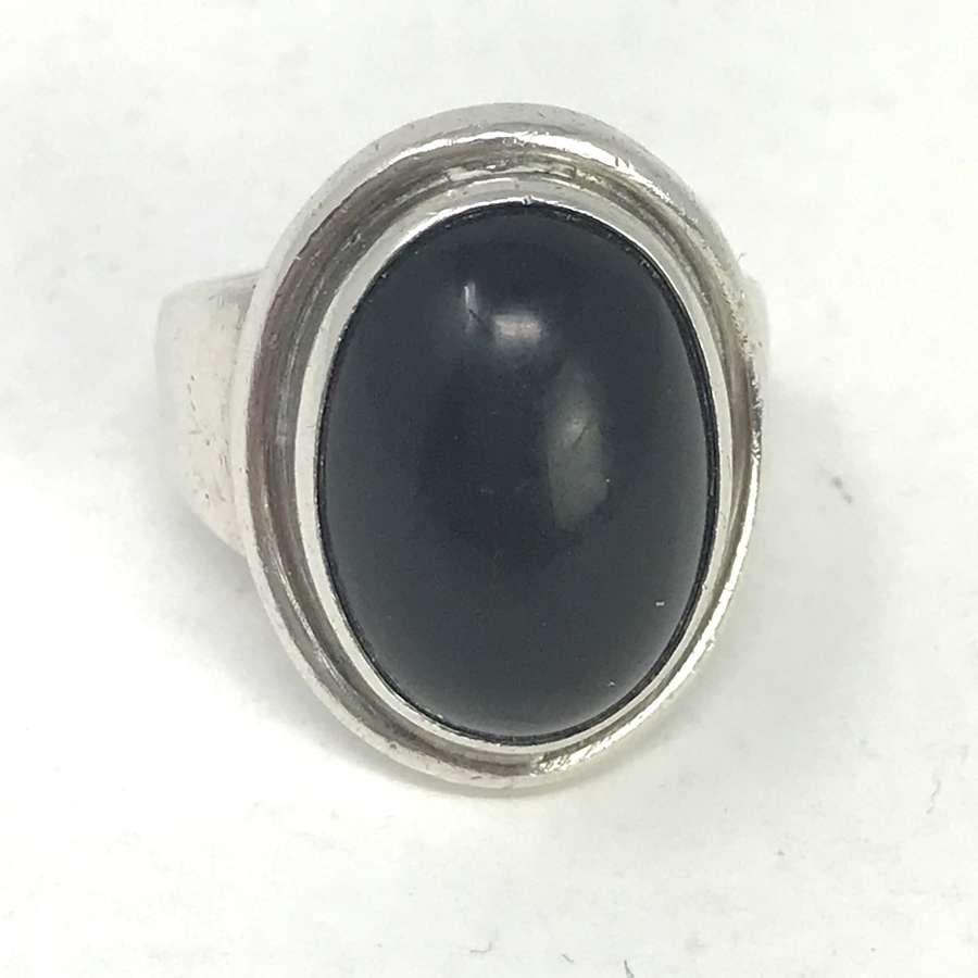 Georg Jensen silver and onyx ring by Harald Nielsen, Denmark 1940s