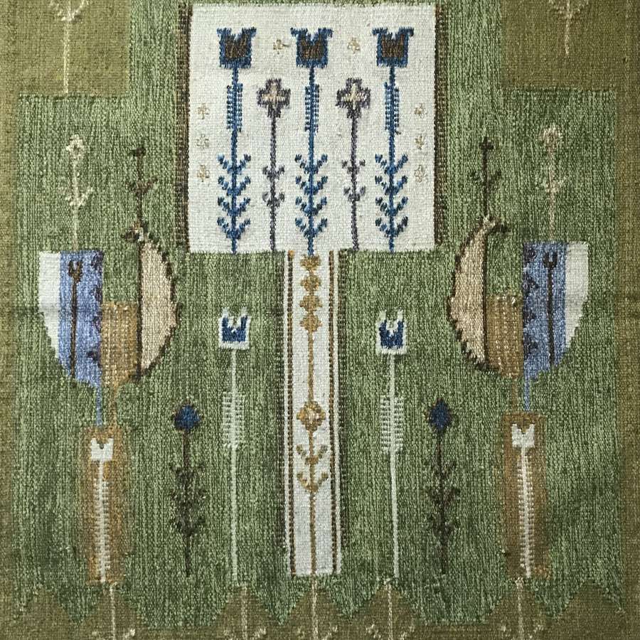 Éva Németh handwoven woollen tapestry, Hungary c1970s