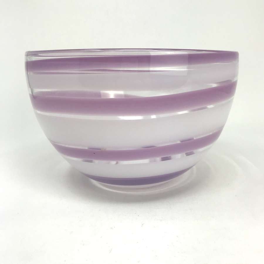 Ingeborg Lundin large purple swirl bowl, Orrefors Sweden 1960s