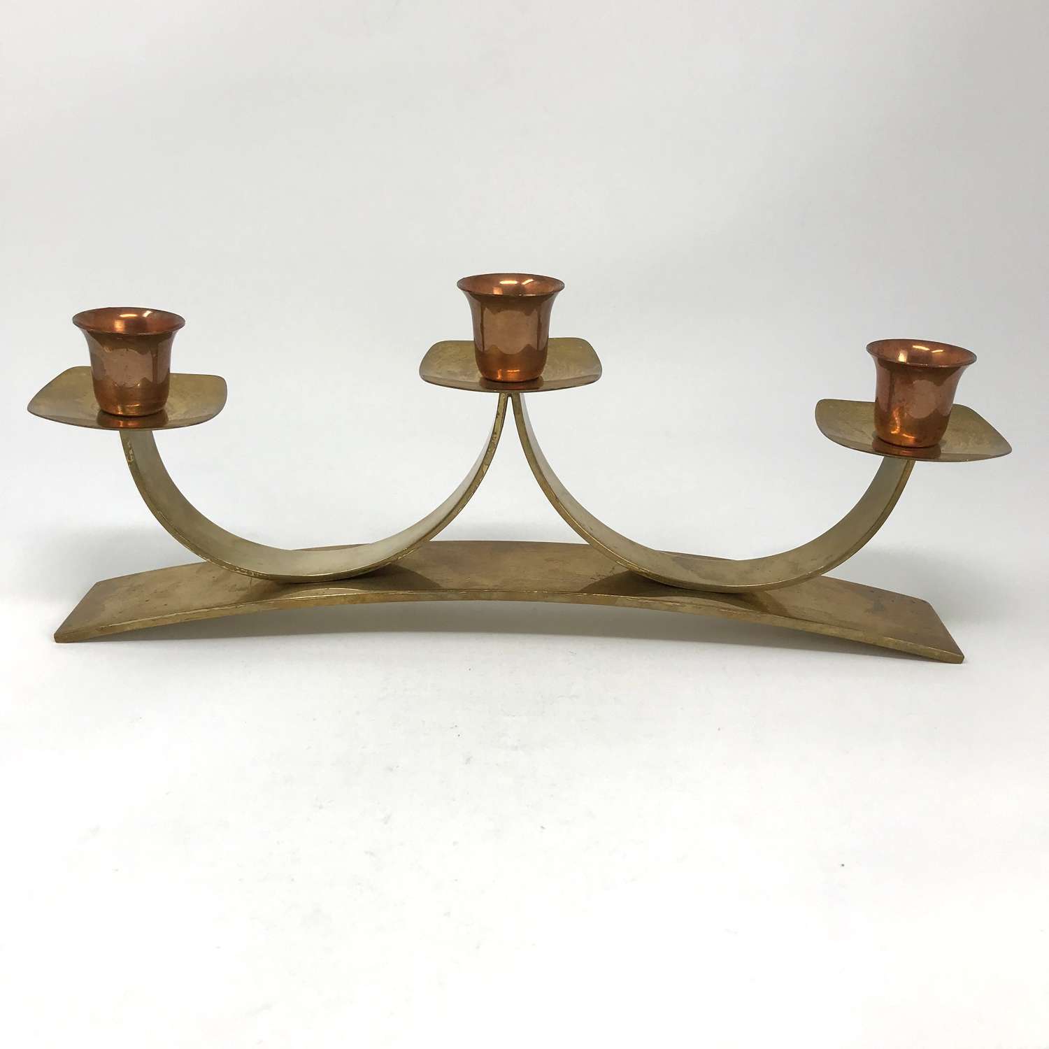 Brass and Copper candle holder Bauhaus influence Germany 1920s