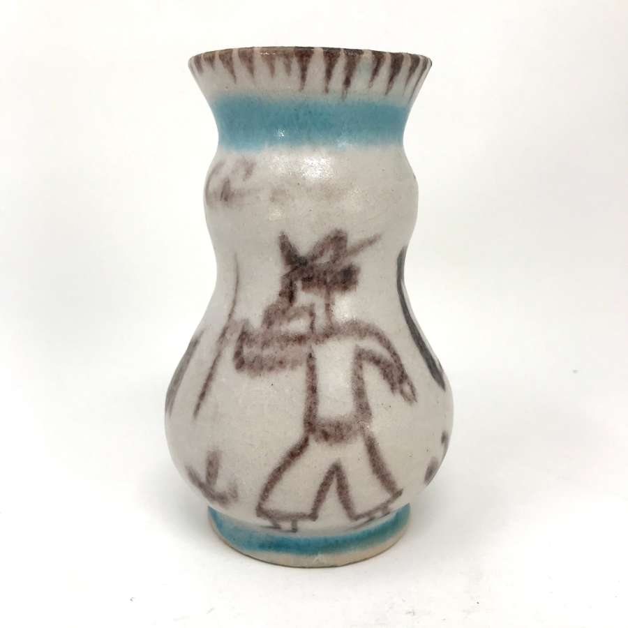 Guido Gambone CAS vase with naive shepherd and goats Italy 1940s