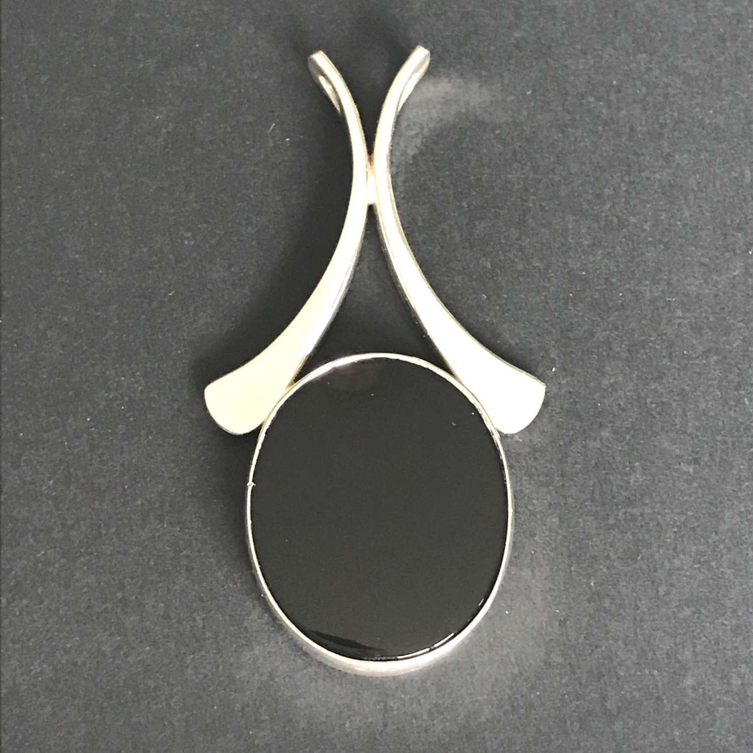 Niels Erik From silver and onyx pendant, Denmark 1960s-70s