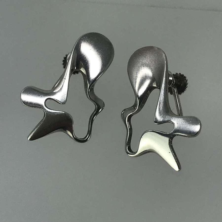 Georg Jensen 'Splash' screw earrings by Henning Koppel, Denmark 1950s