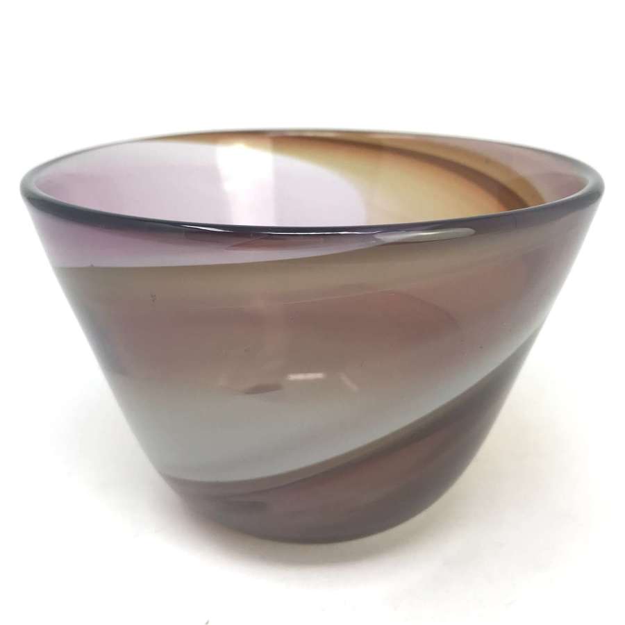 Hanne Dreutler Studio Ahus glass bowl with Swirls Sweden 1977