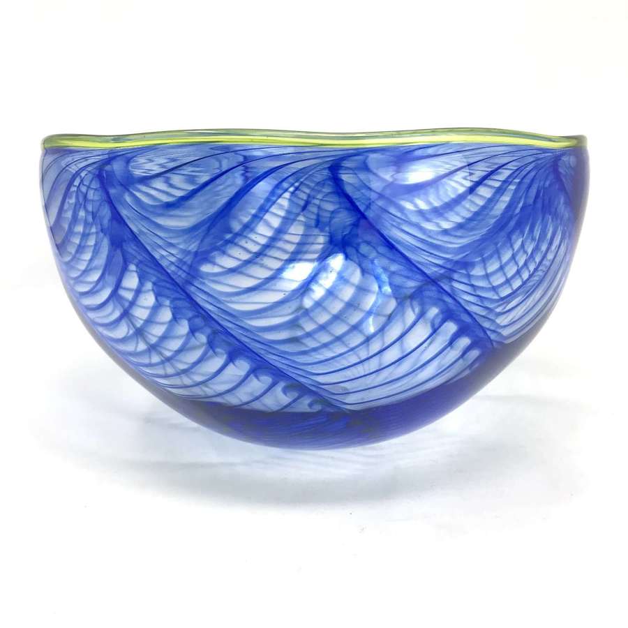 Baltic Sea Glass unique blue swirl bowl Bornholm Denmark 2013