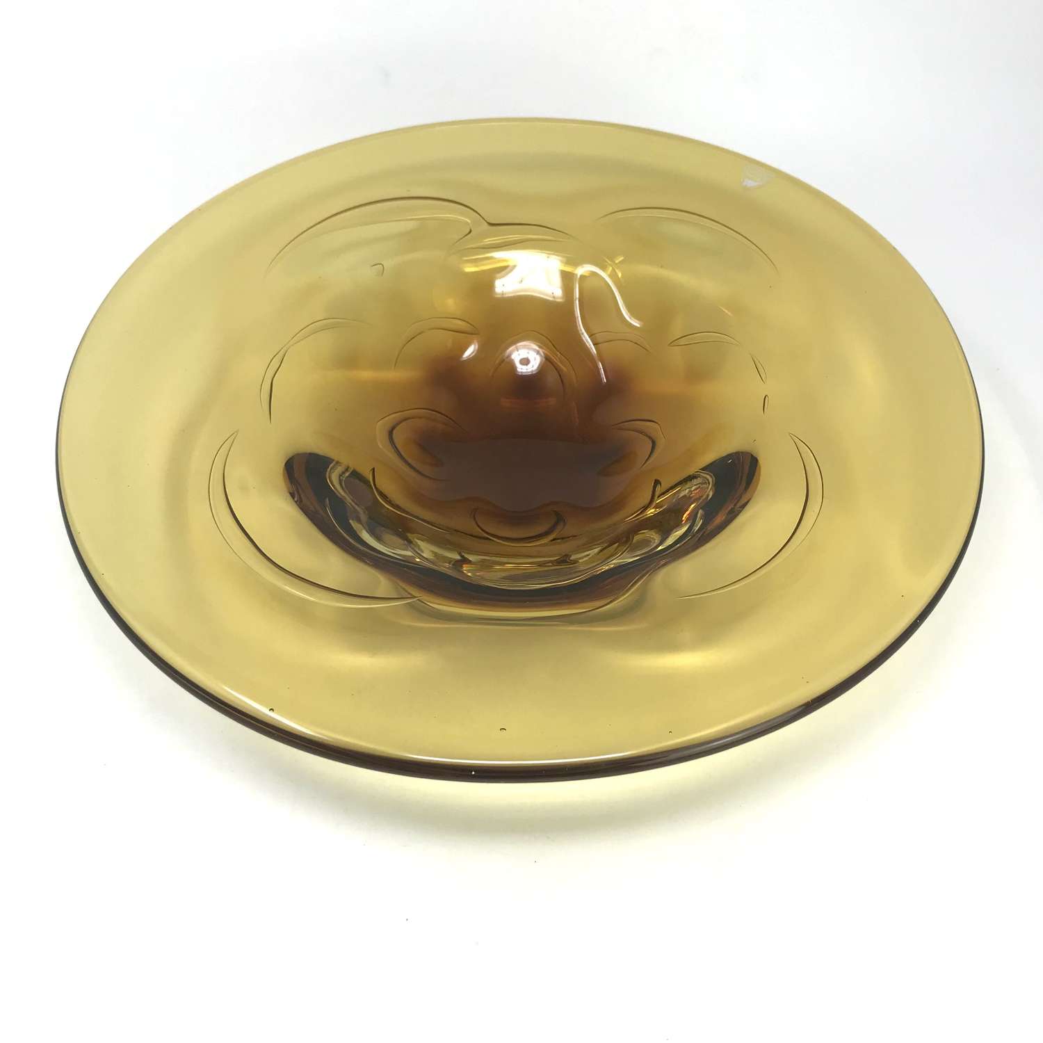 Lars Hellsten amber Sputnik glass bowl Orrefors Sweden