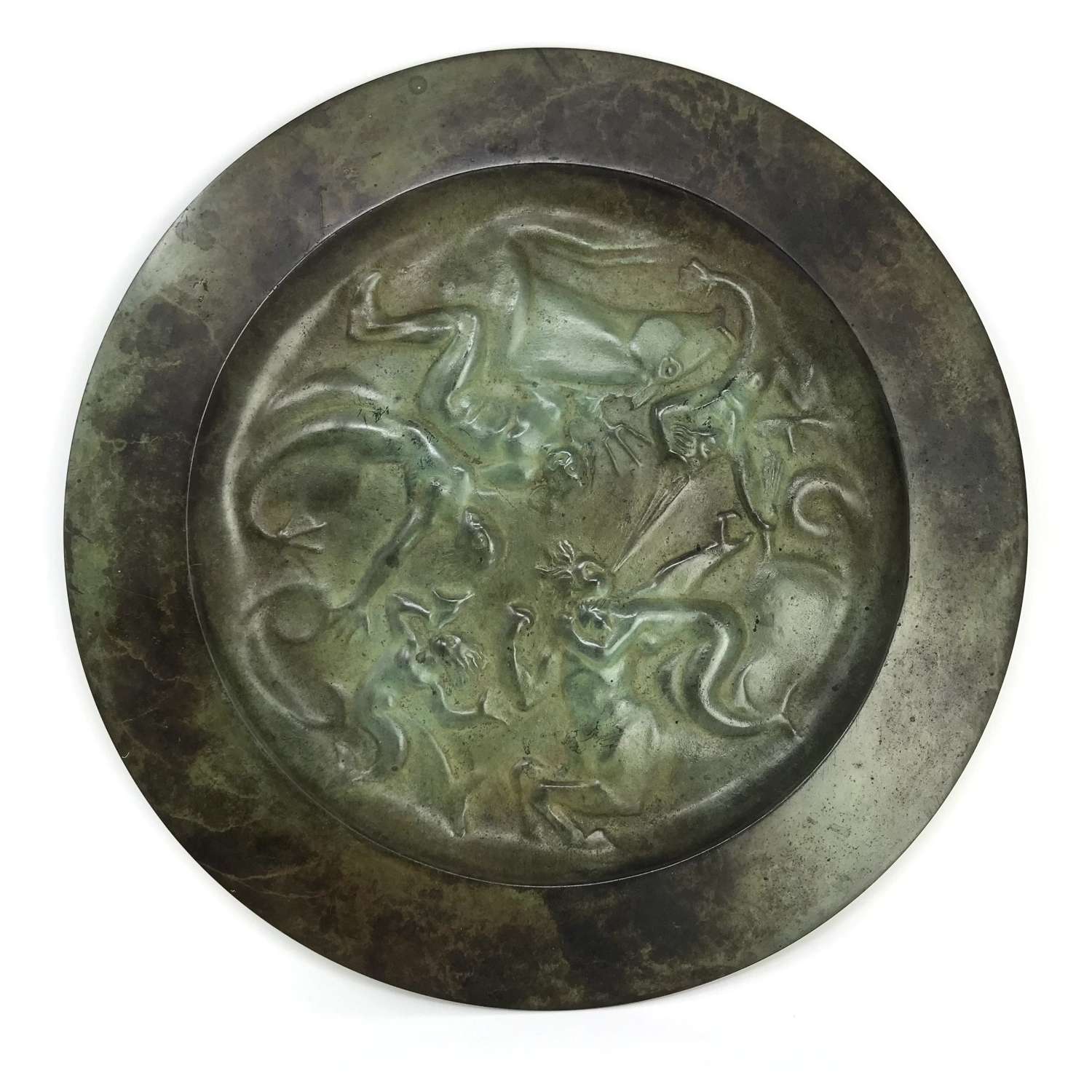 GAB patinated bronze plaque with mythological scene Sweden 1930s