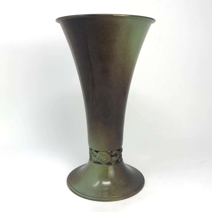 Ystad patinated bronze King vase Sweden 1930s