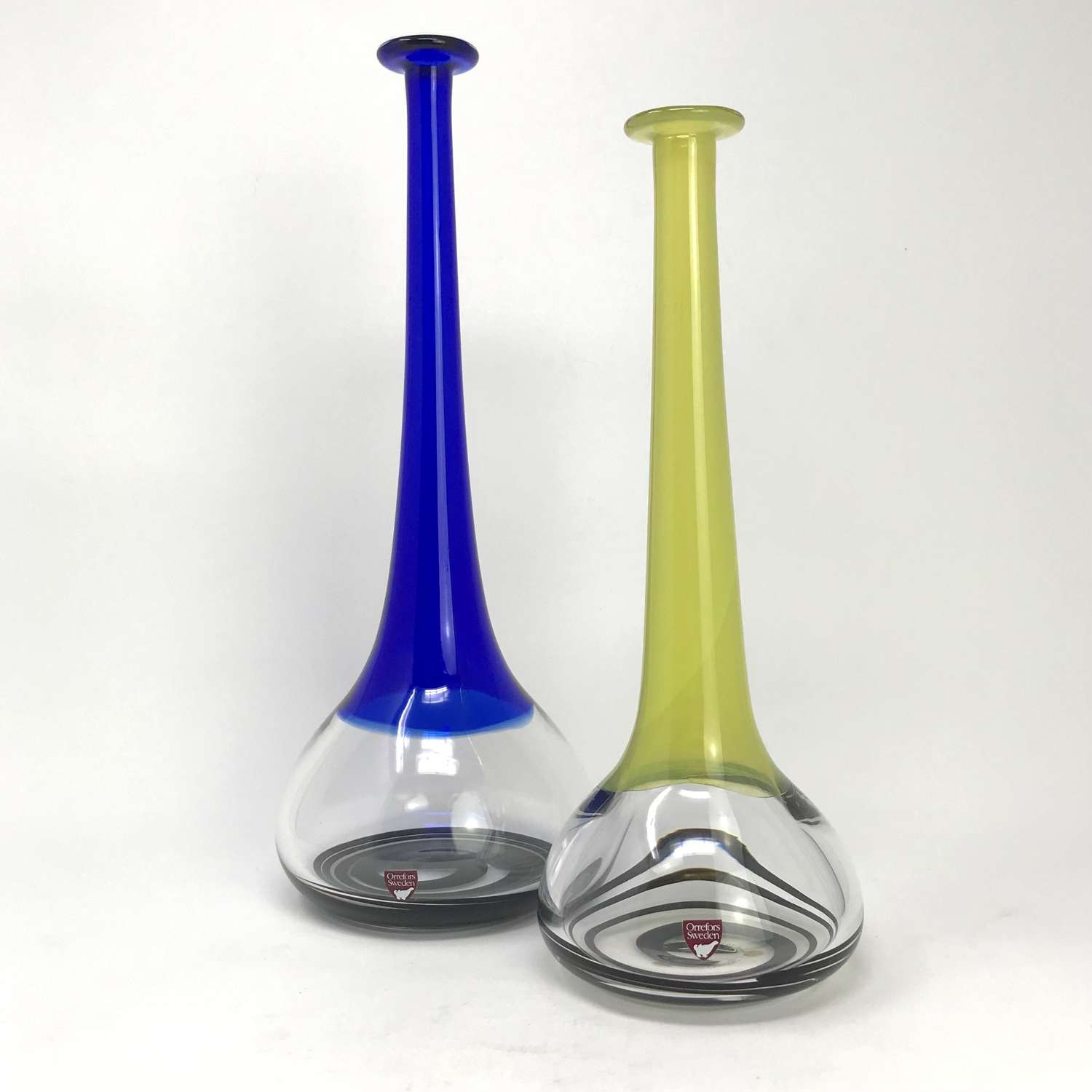 Olle Alberius two glass vases Orrefors Gallery Sweden 1984
