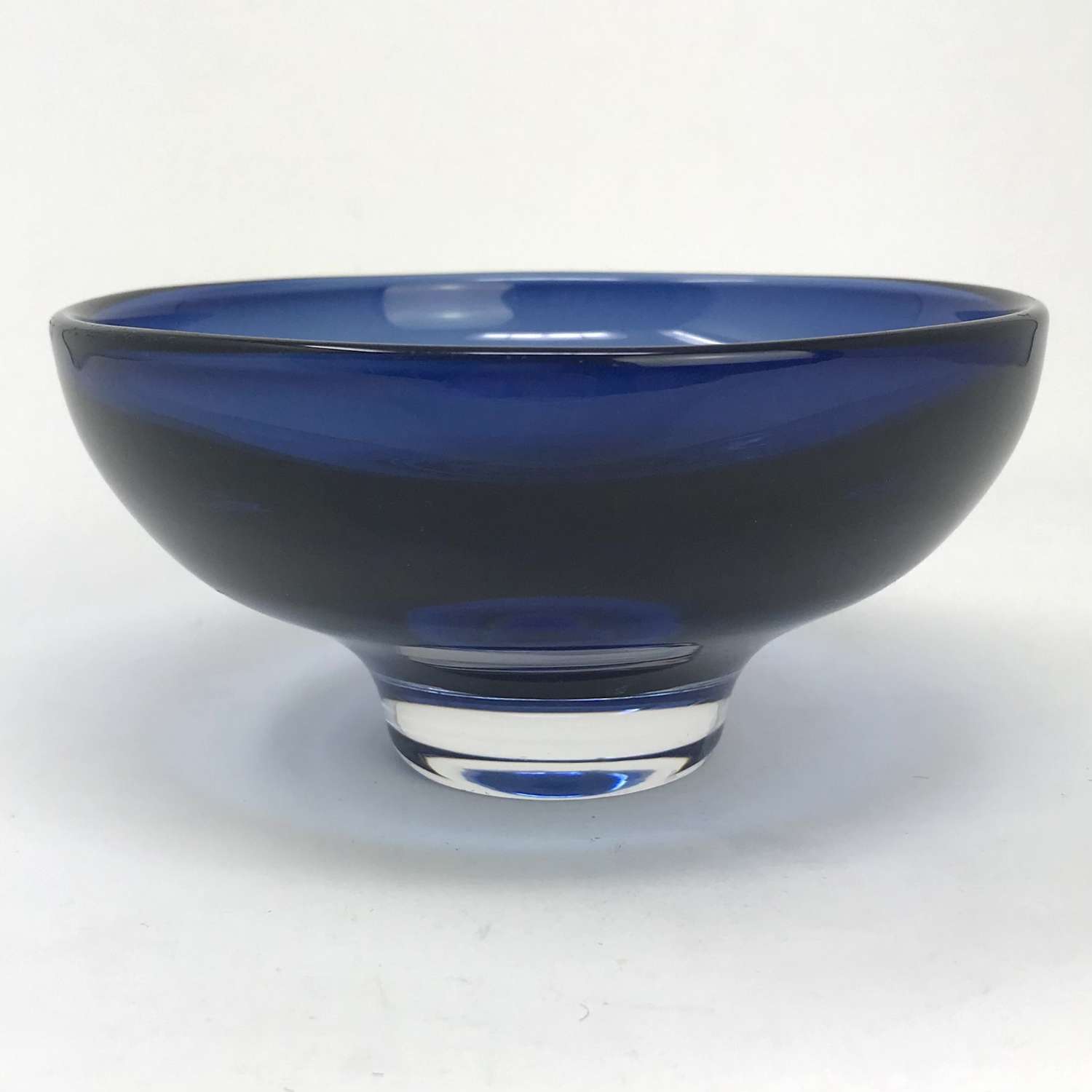 Mona Morales-Schildt medium blue glass bowl Kosta Sweden 1960s