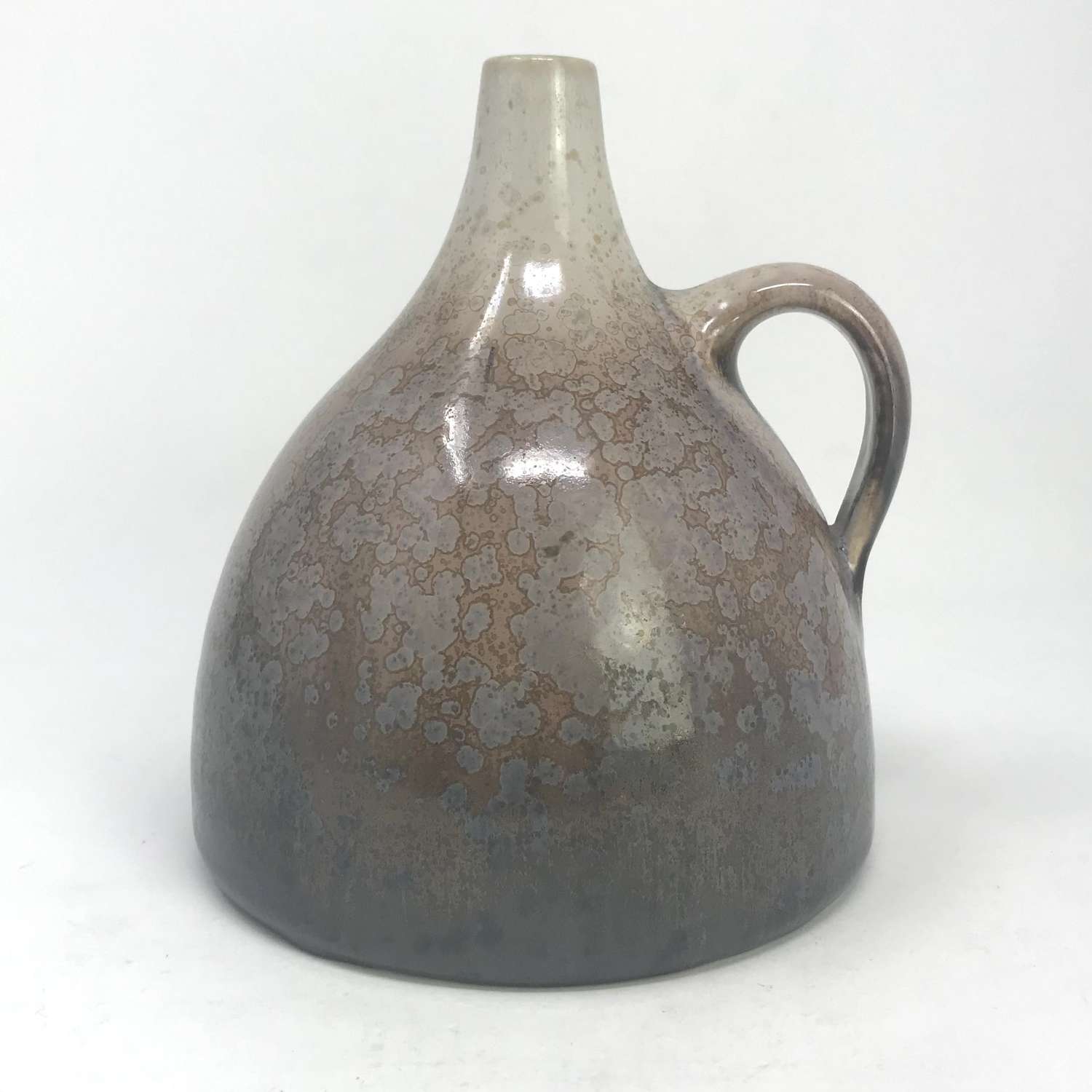 Wendelin Stahl grey ceramic jug with oil spot glaze Germany c1960s