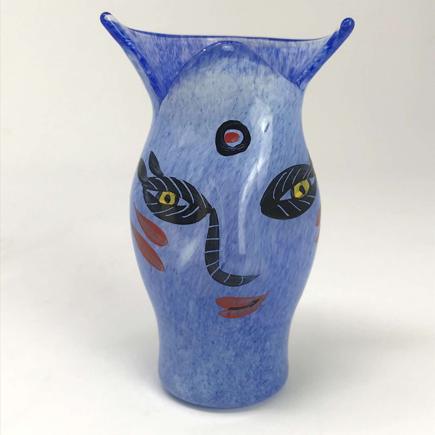 Ulrica Hydman-Vallien blue open minds glass miniature vase 1980s