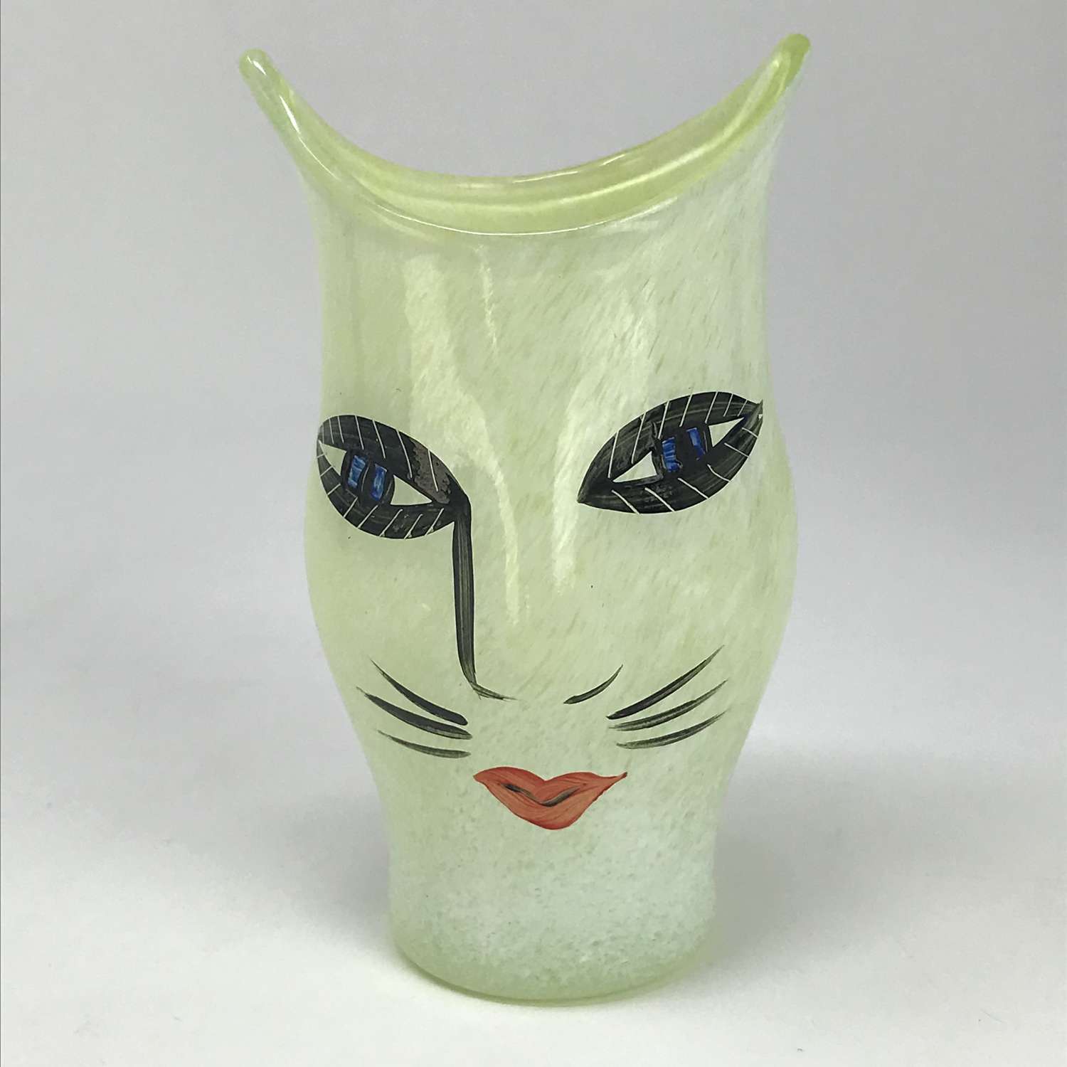 Ulrica Hydman-Vallien green open minds glass miniature vase 1980s