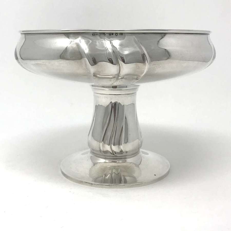 C G Hallberg imported silver Jugendstil pedestal bowl Sweden 1917