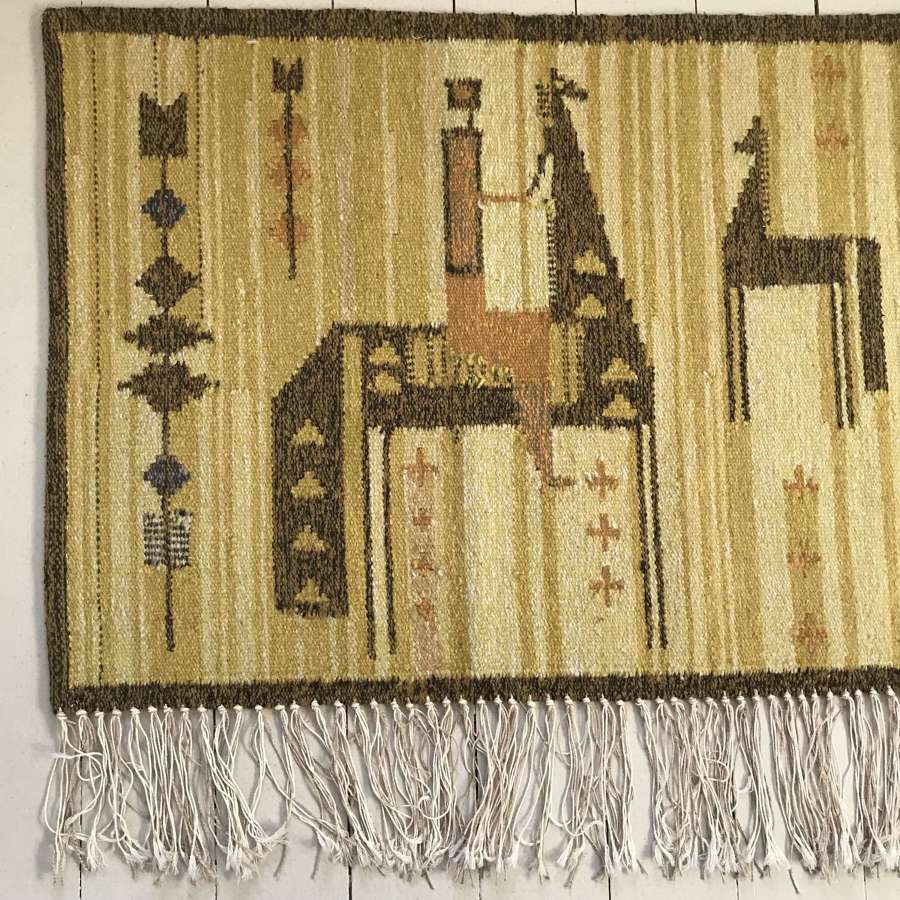 Éva Németh handwoven woollen tapestry, Hungary c1970s
