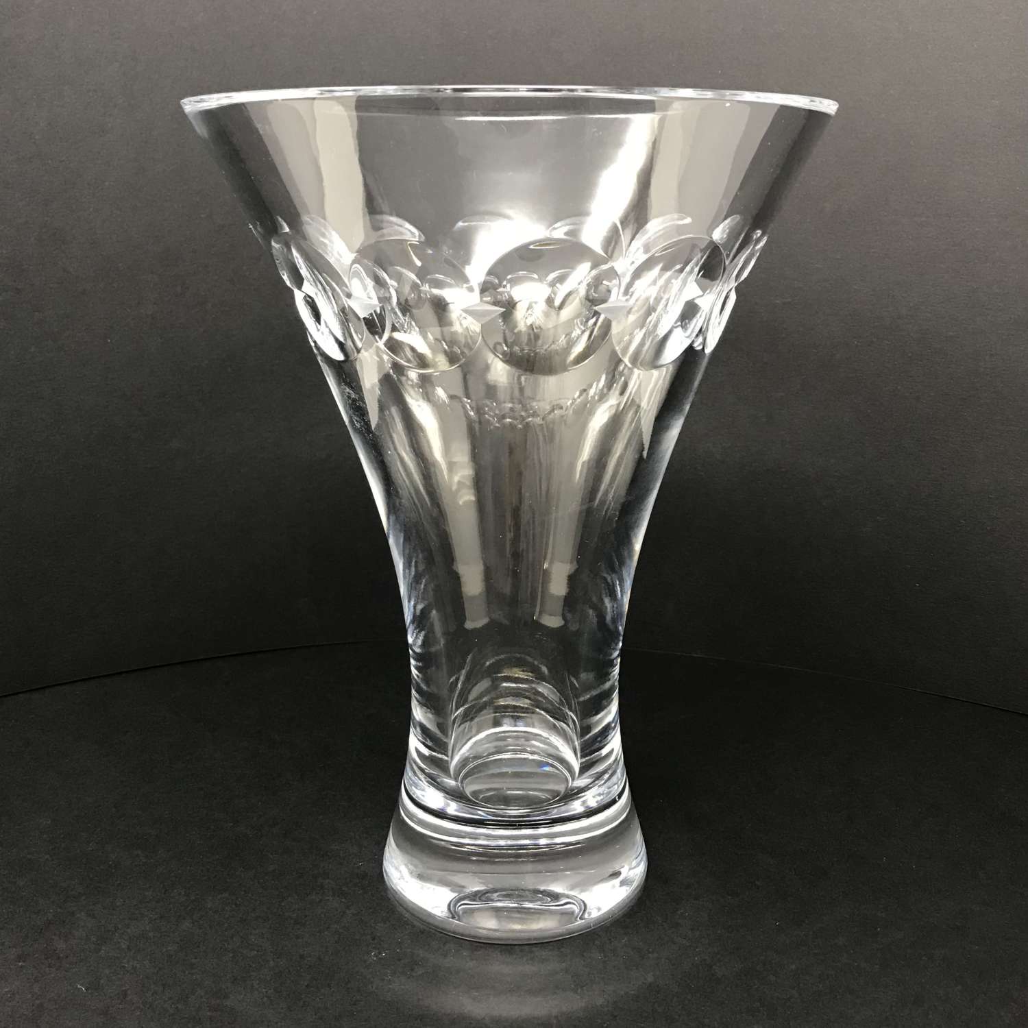 Stuart Crystal cut glass Prism vase by John Luxton 1960s