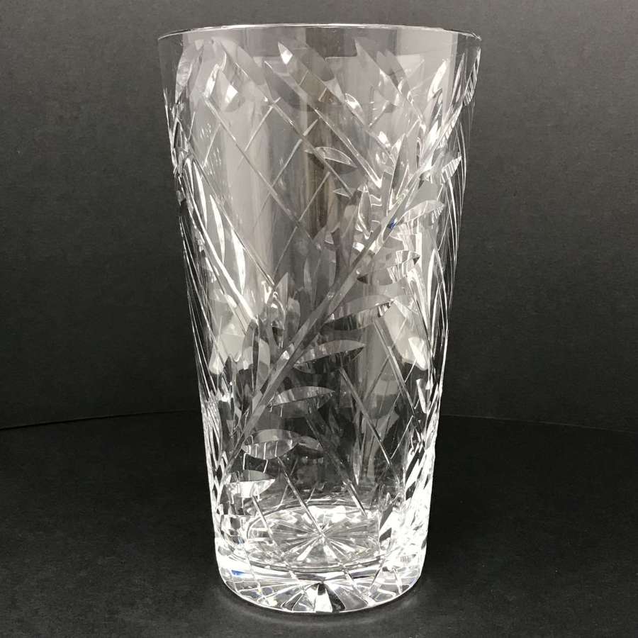 Webb Corbett cut glass vase by Len Green 1966