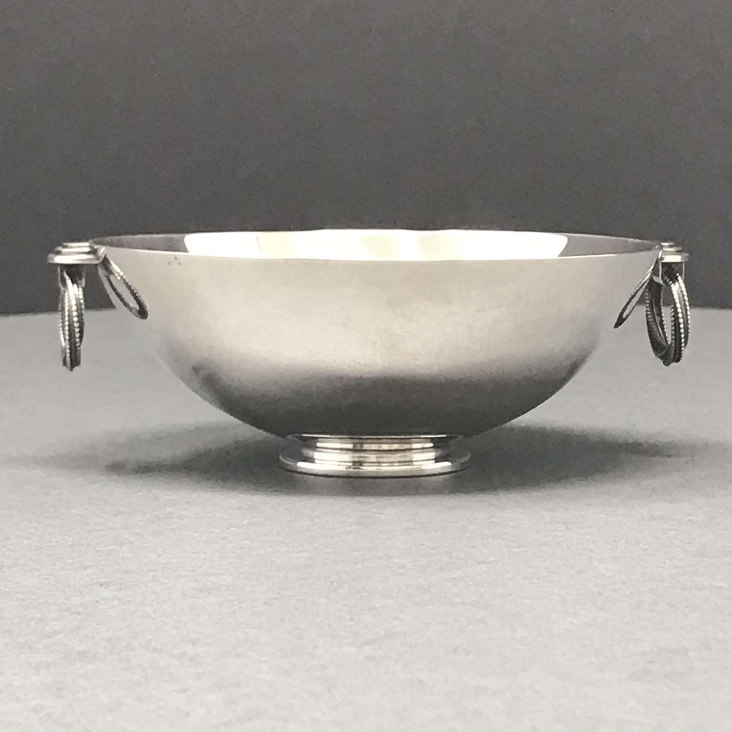 Erik Fleming silver Art-Deco bowl with handles Borgila Sweden 1935