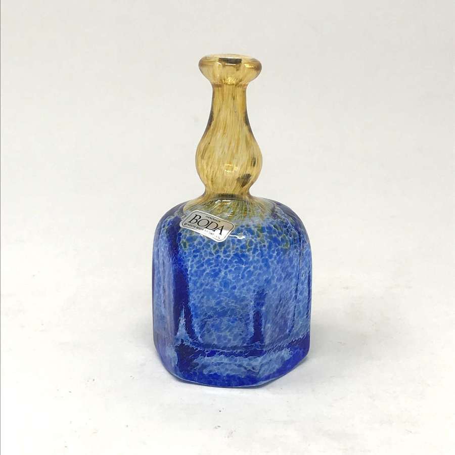 Bertil Vallien glass miniature vase Boda Sweden 1980s