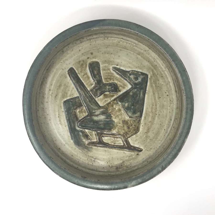 Jorgen Mogensen ceramic bowl with bird Royal Copenhagen Denmark 1960s