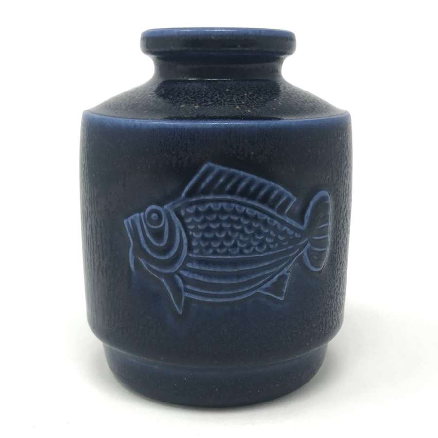 Wilhelm Kåge stoneware vase with fish design KAPA Gustavsberg