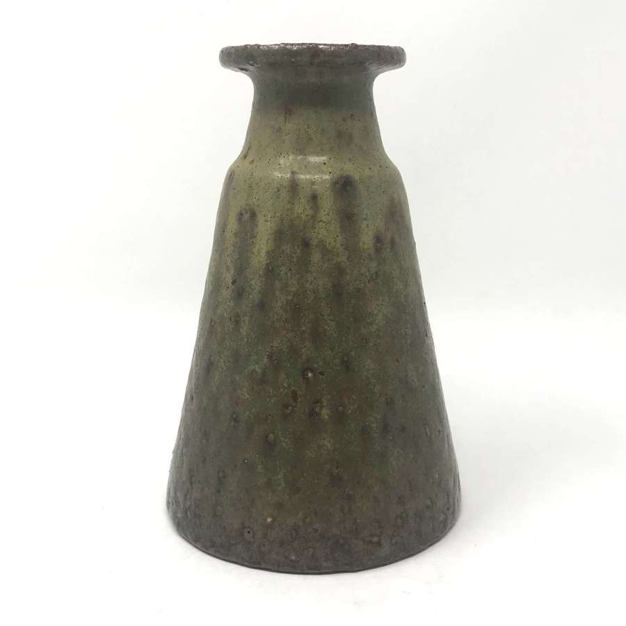 Kjell Bolinder stoneware vase with green glaze, signed, Höganäs, -69