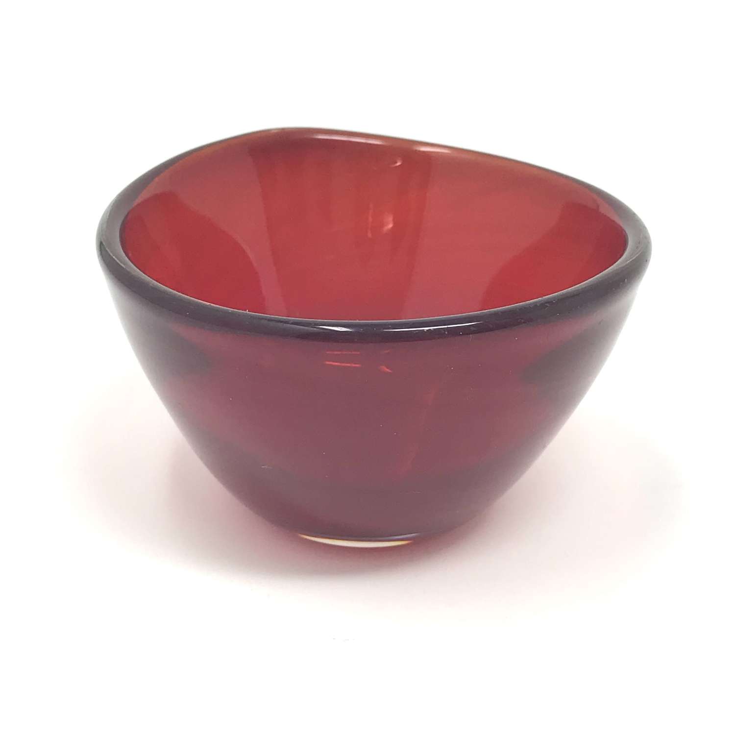 Sven Palmqvist Orrefors miniature red glass bowl, Sweden 1950s