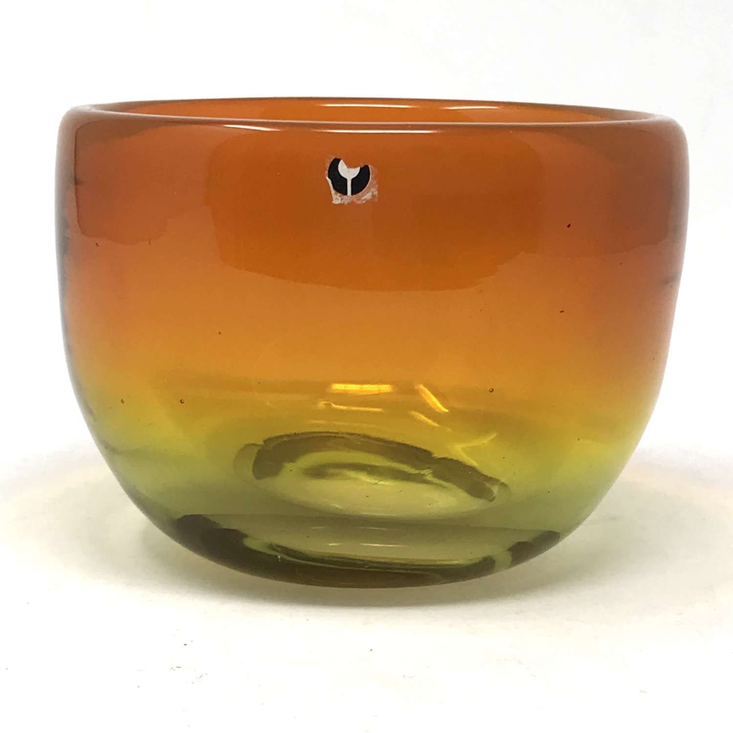Eva Englund Small orange glass bowl, Pukeberg Sweden 1960s