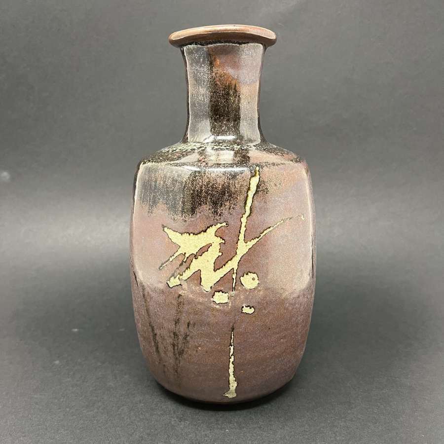 Phil Rogers stoneware bottle with wax resist decoration Wales c1980s