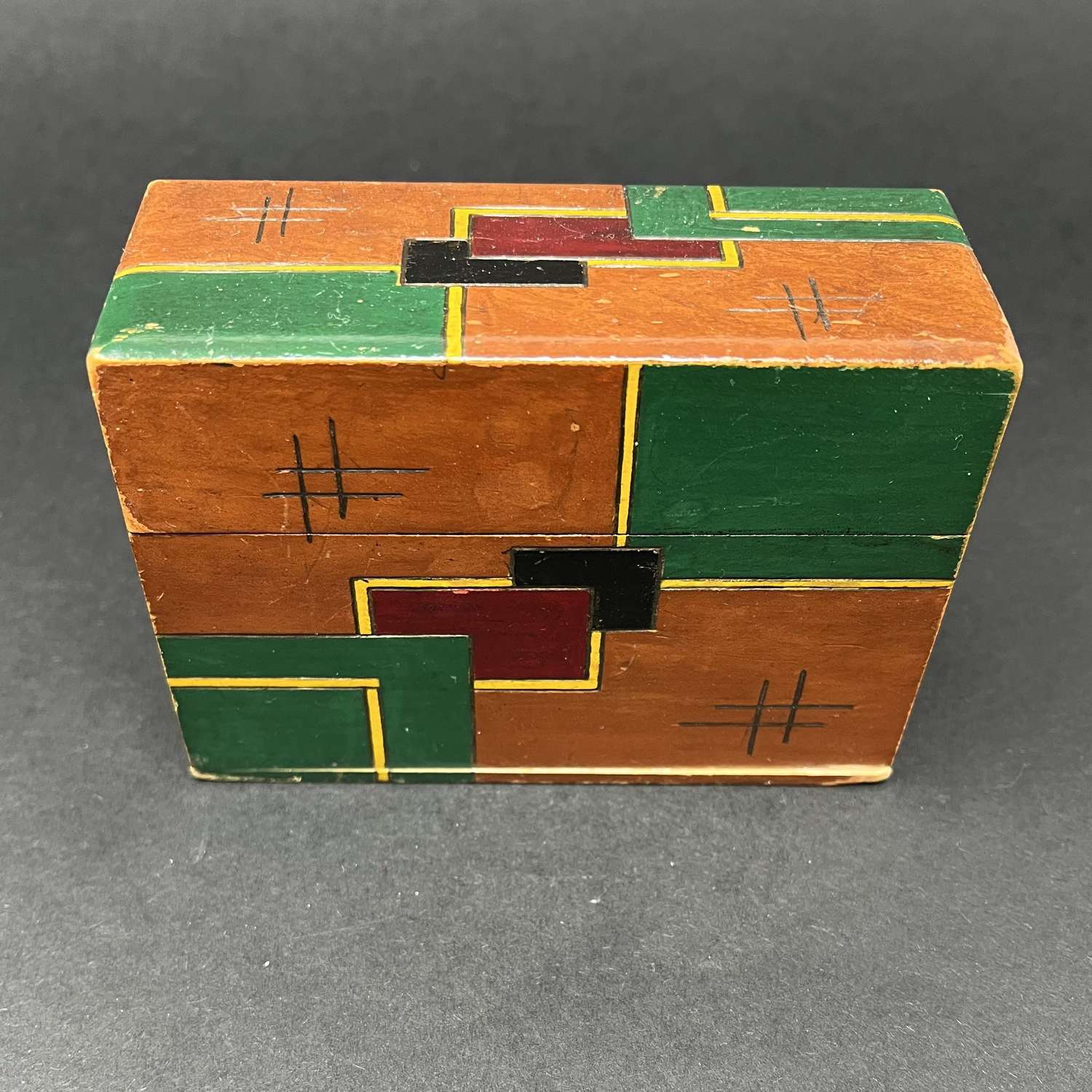 Hague School wooden card box in de Stijl style 1931