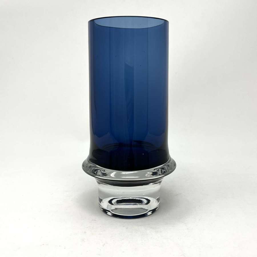 Tapio Wirkkala blue glass vase, iittala Finland 1960s