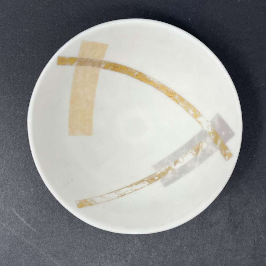 Tony Laverick white porcelain bowl with grey and gold England 2007