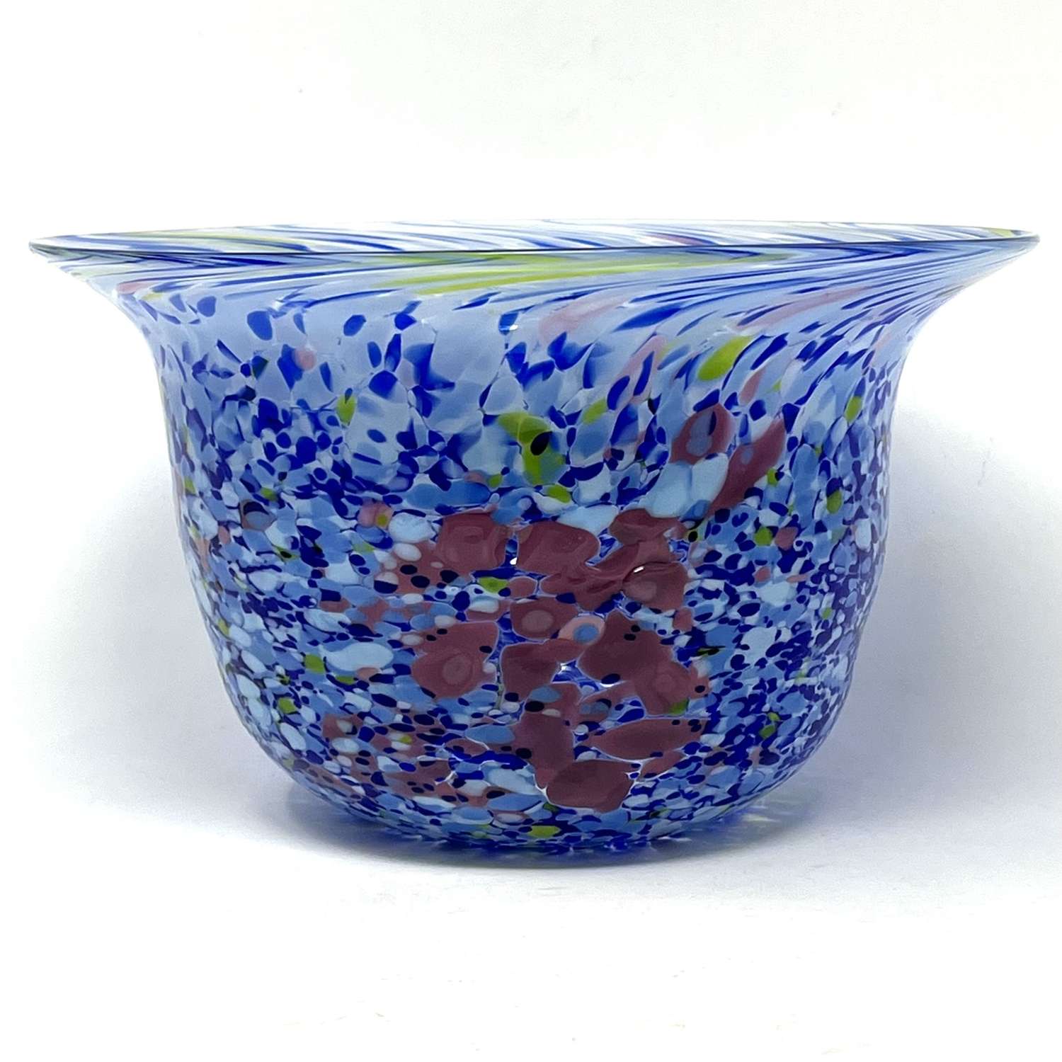 Ulrica Hydman Vallien large blue mottled glass bowl Afors Sweden 1970s