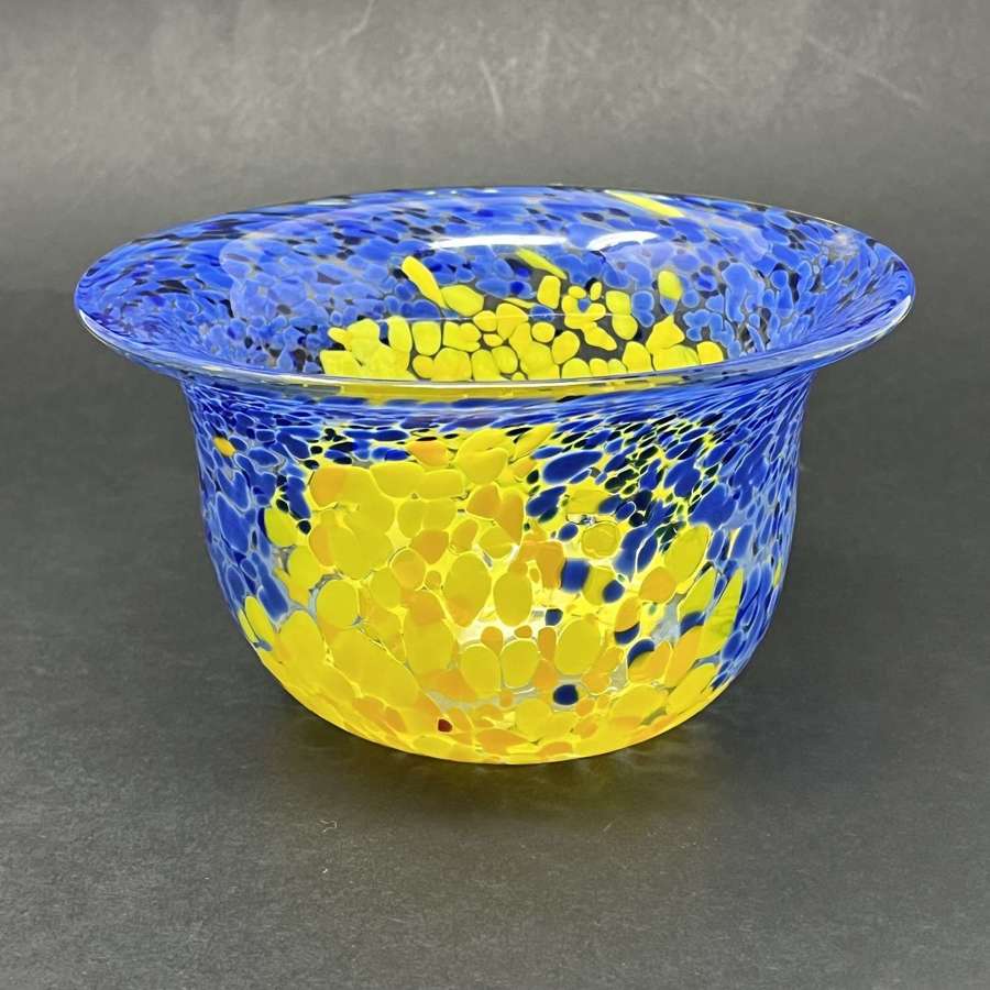 Ulrica Hydman Vallien Blue and yellow glass bowl Afors Sweden 1970s