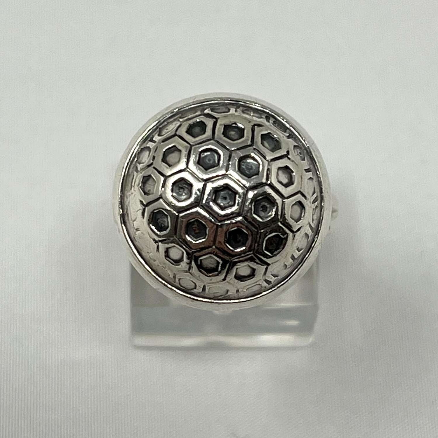 Silver ring with hexagons design by Erik Granit & Co Finland 1965