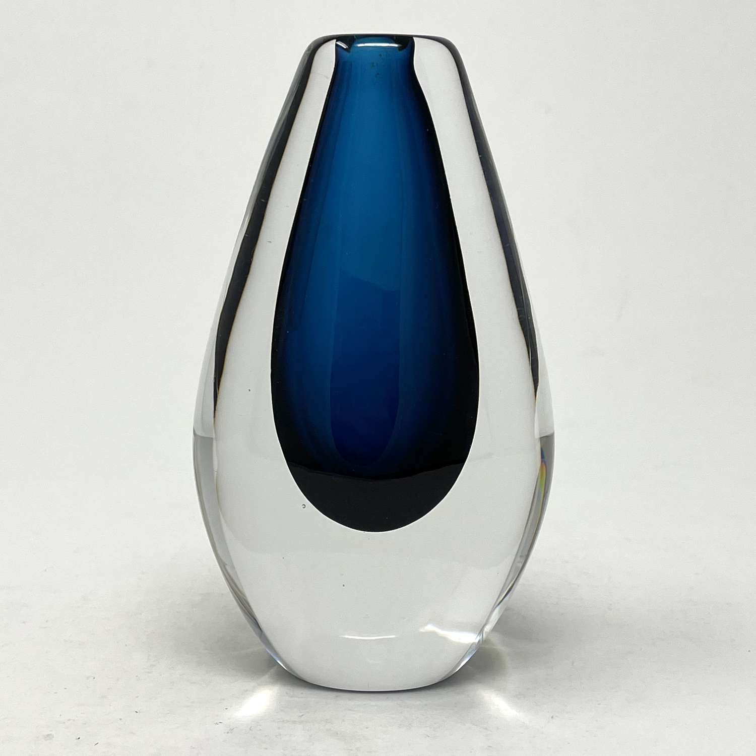 Sven Palmqvist  blue sommerso glass vase Orrefors 1950s