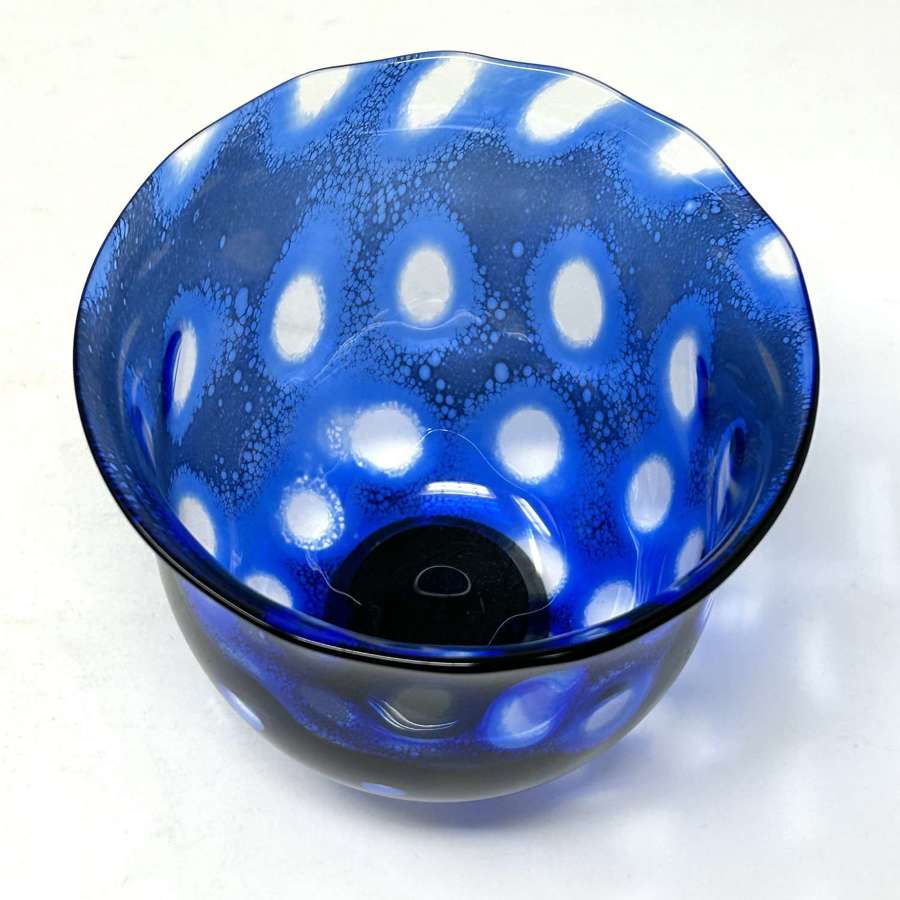 Eva Englund blue graal bowl, Orrefors, Sweden, 1975