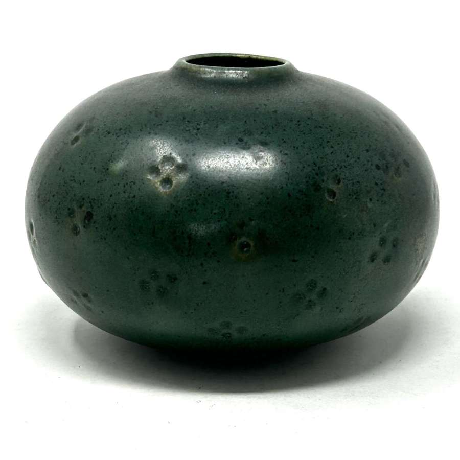 Saxbo stoneware dimpled circular vase Denmark 1950s
