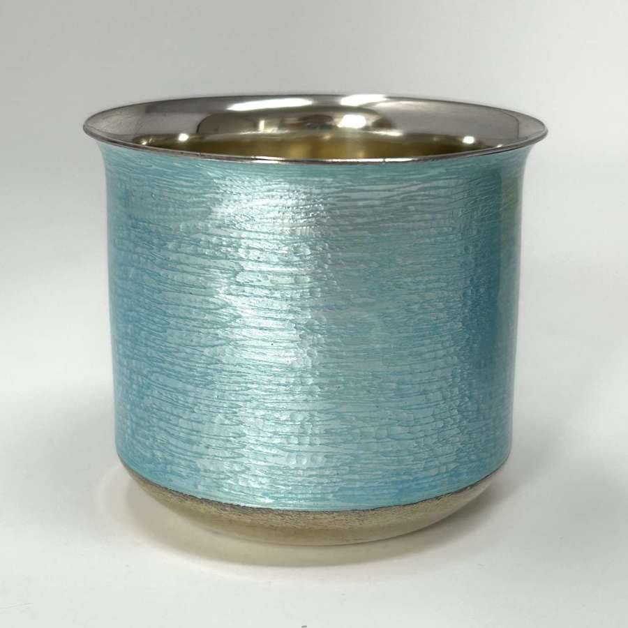 Enamelled silver pot, J Torstrup Norway