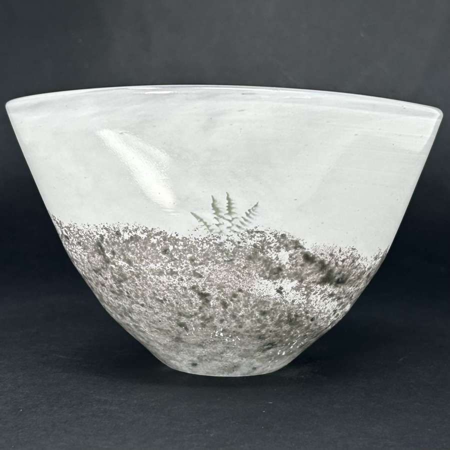 Kjell Engman glass bowl in Lava pattern, Kosta Boda Sweden, 1980s